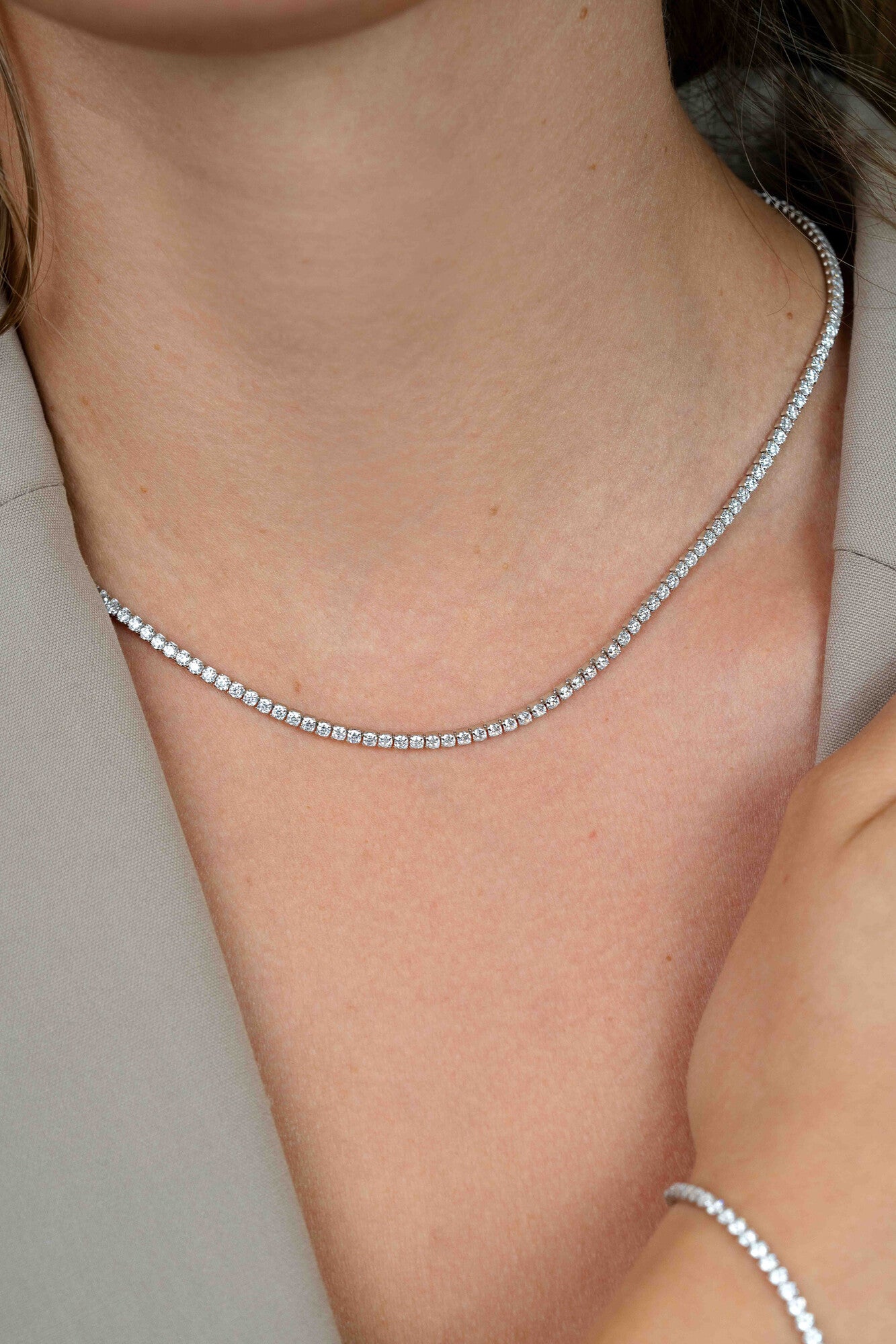 ZINZI Zilveren Tennis Ketting met Witte Zirkonia ZIC2795