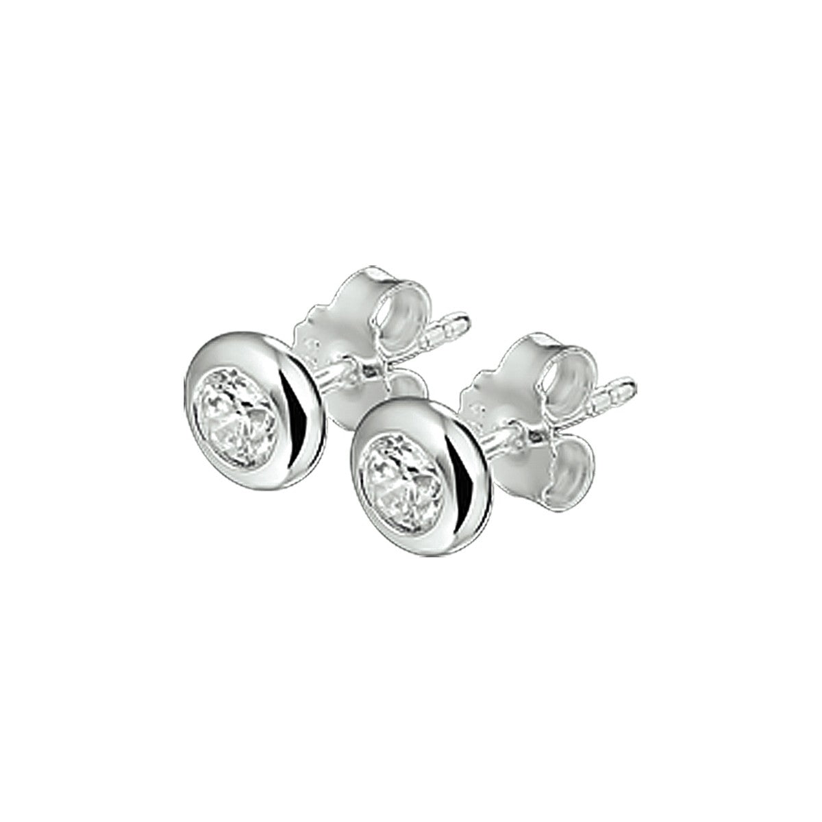 Fantasy Collection Oorbellen zirkonia 4 mm zilver