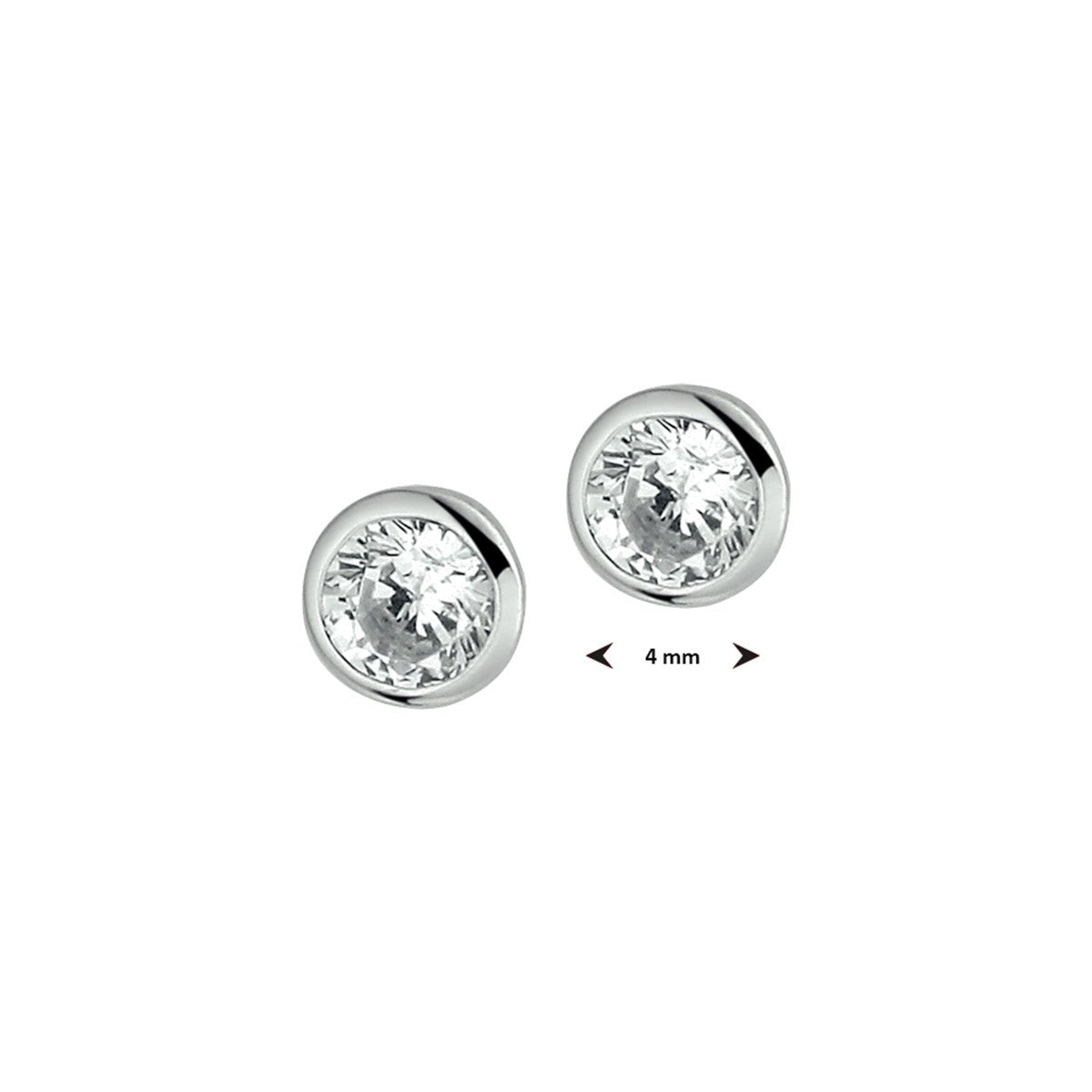 Fantasy Collection Oorbellen zirkonia 4 mm zilver