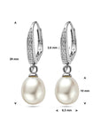 Zilver Gerhodineerd Oorhangers Parel En Zirkonia Brisur Haak 1319037 - PansiteNederland.nl
