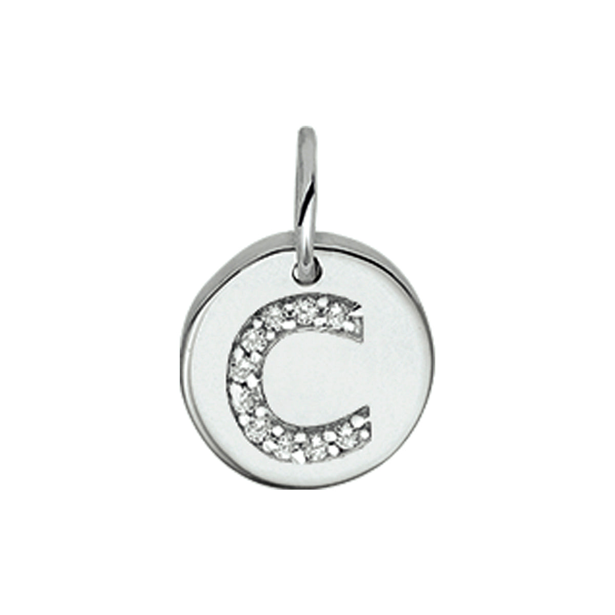 Hanger rondje letter C zirkonia zilver #Letter_C