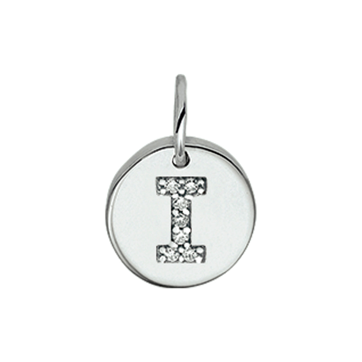 Hanger rondje letter I zirkonia zilver #Letter_I