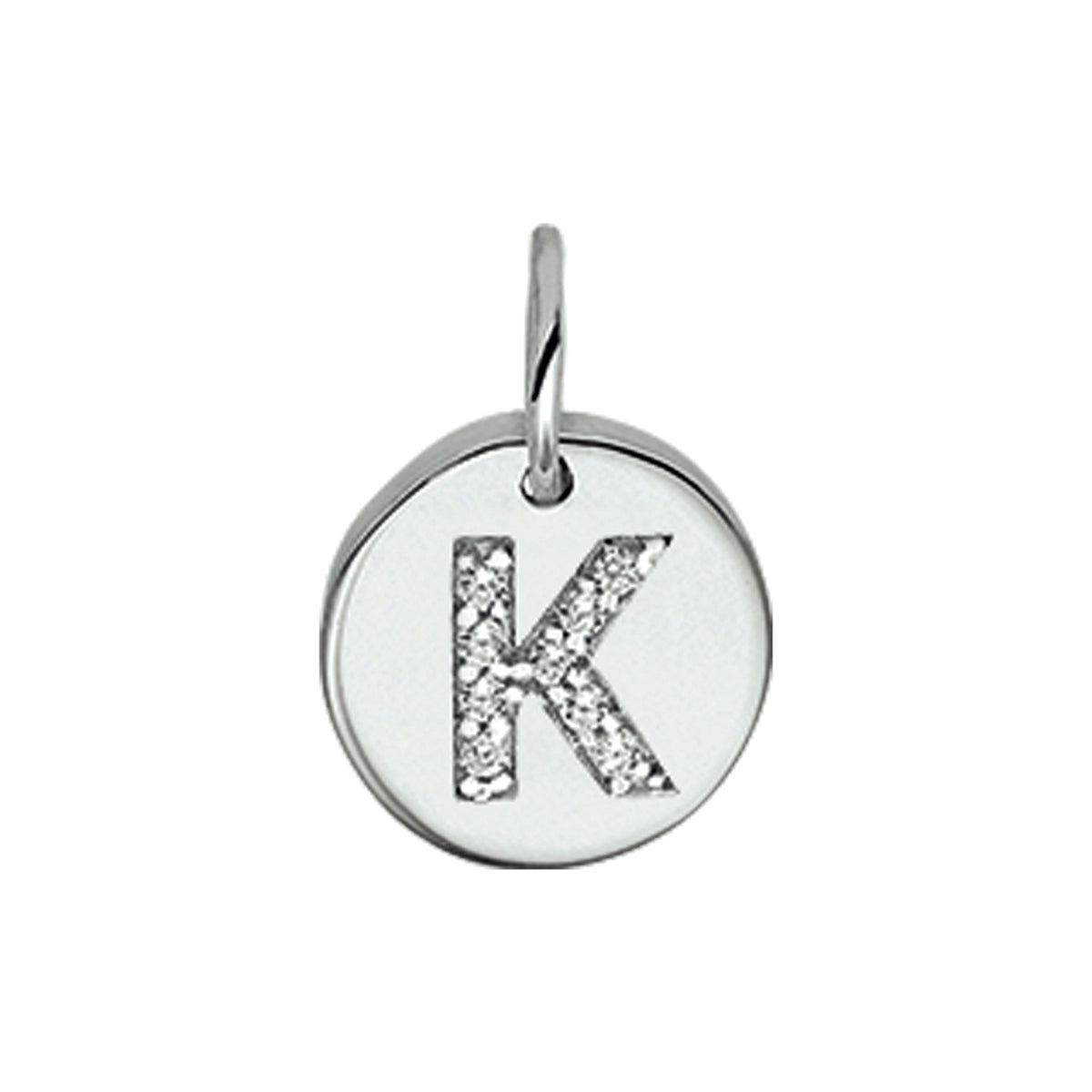 Hanger rondje letter K zirkonia zilver #Letter_K