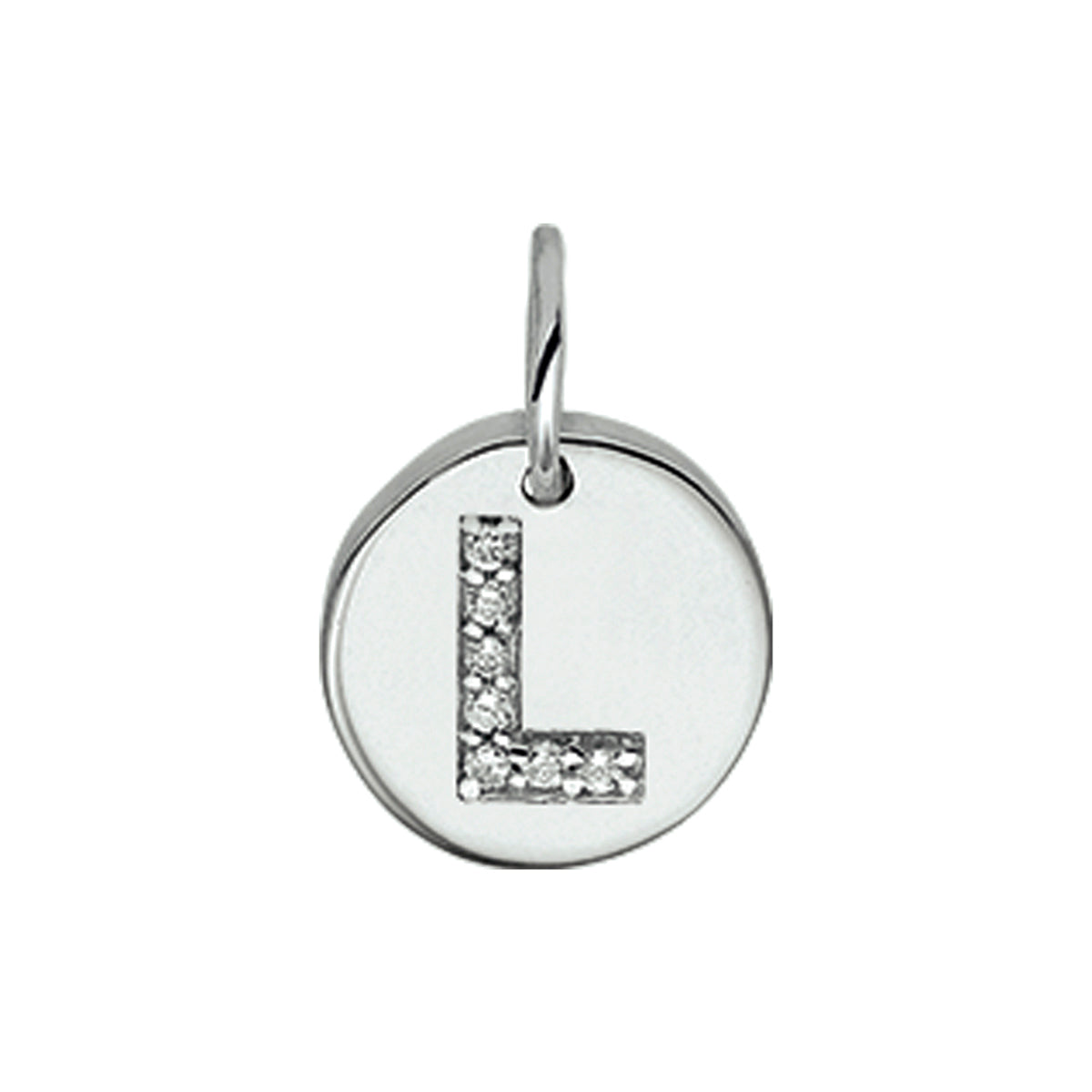 Hanger rondje letter L zirkonia zilver #Letter_L