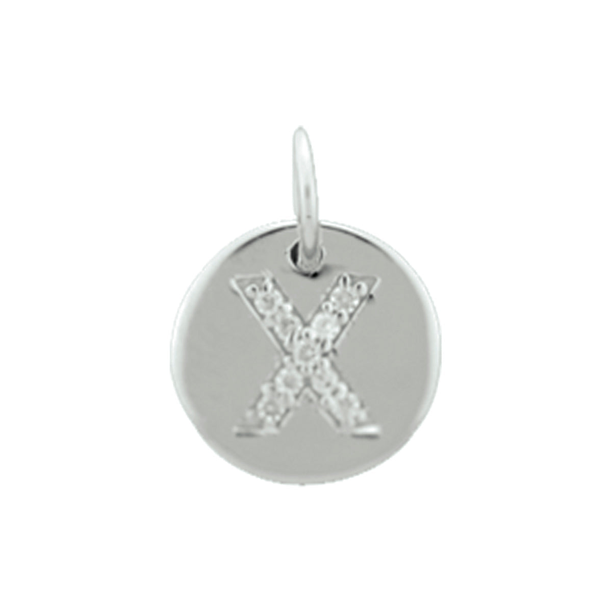 Hanger rondje letter X zirkonia zilver #Letter_X