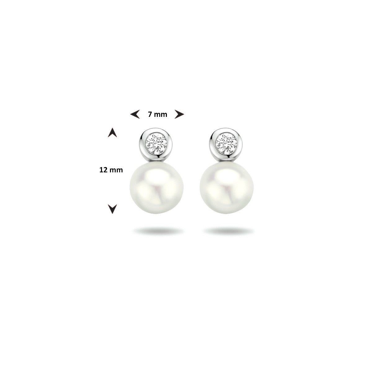 Fantasy Collection Oorbellen parel en zirkonia zilver