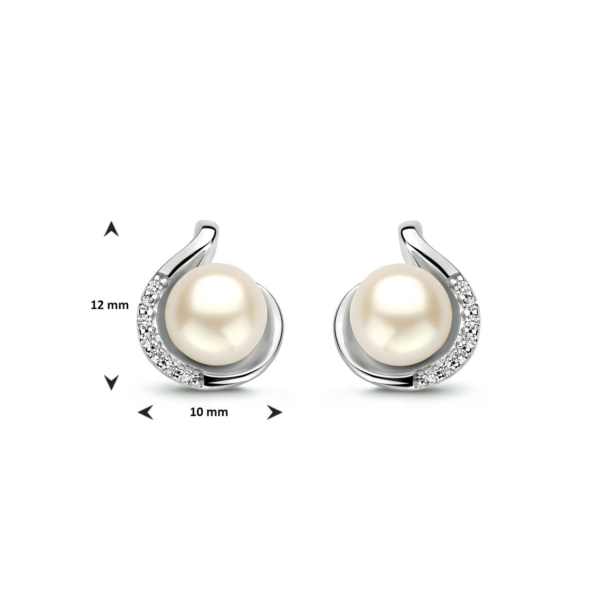 Fantasy Collection Oorbellen parel en zirkonia zilver
