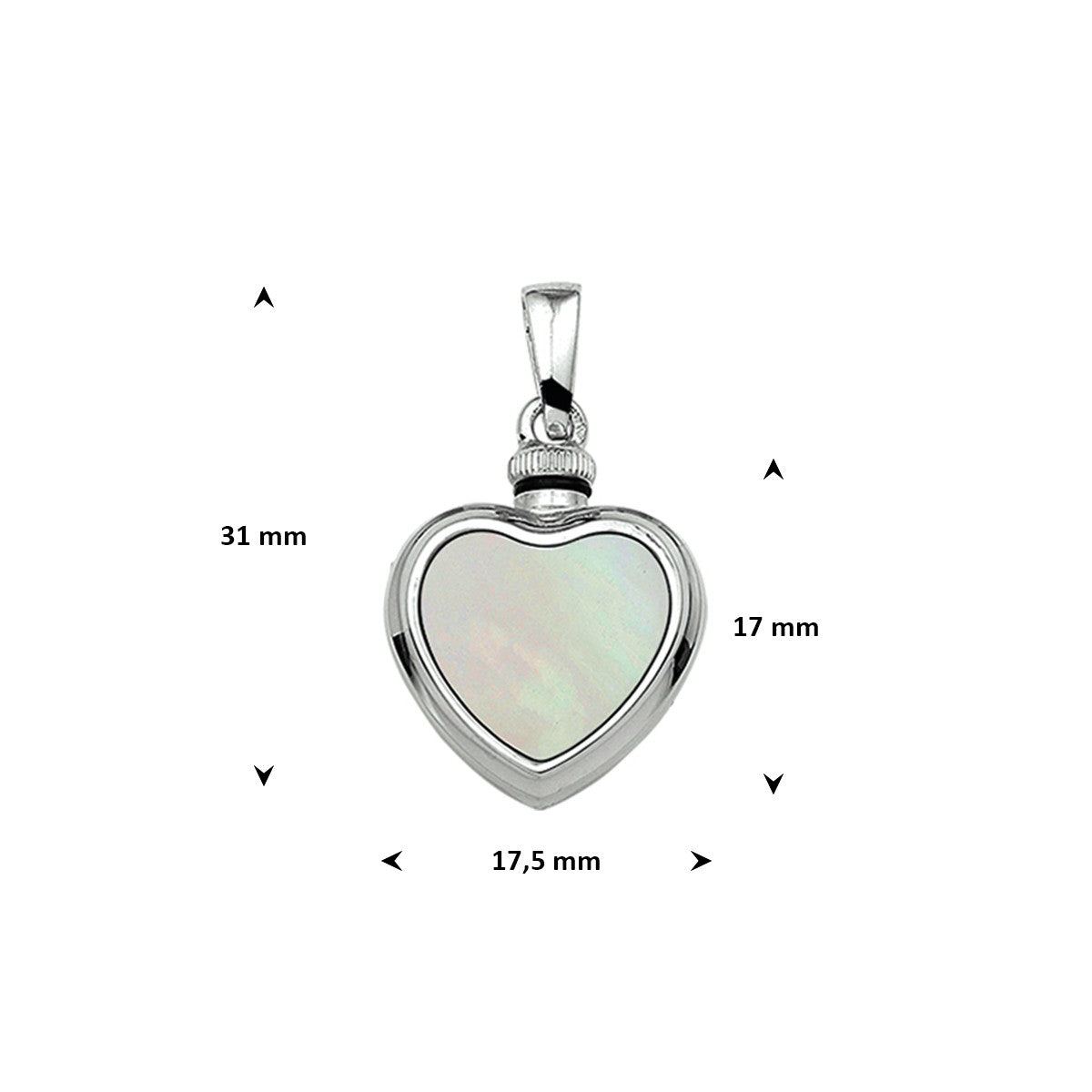 Urnhanger hart parelmoer 17 mm zilver