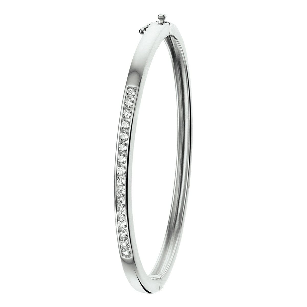 Fantasy Collection Bangle scharnier zirkonia 4 mm zilver