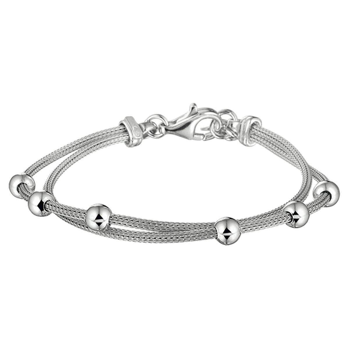 Fantasy Collection Armband bolletjes 18 + 2,5 cm zilver