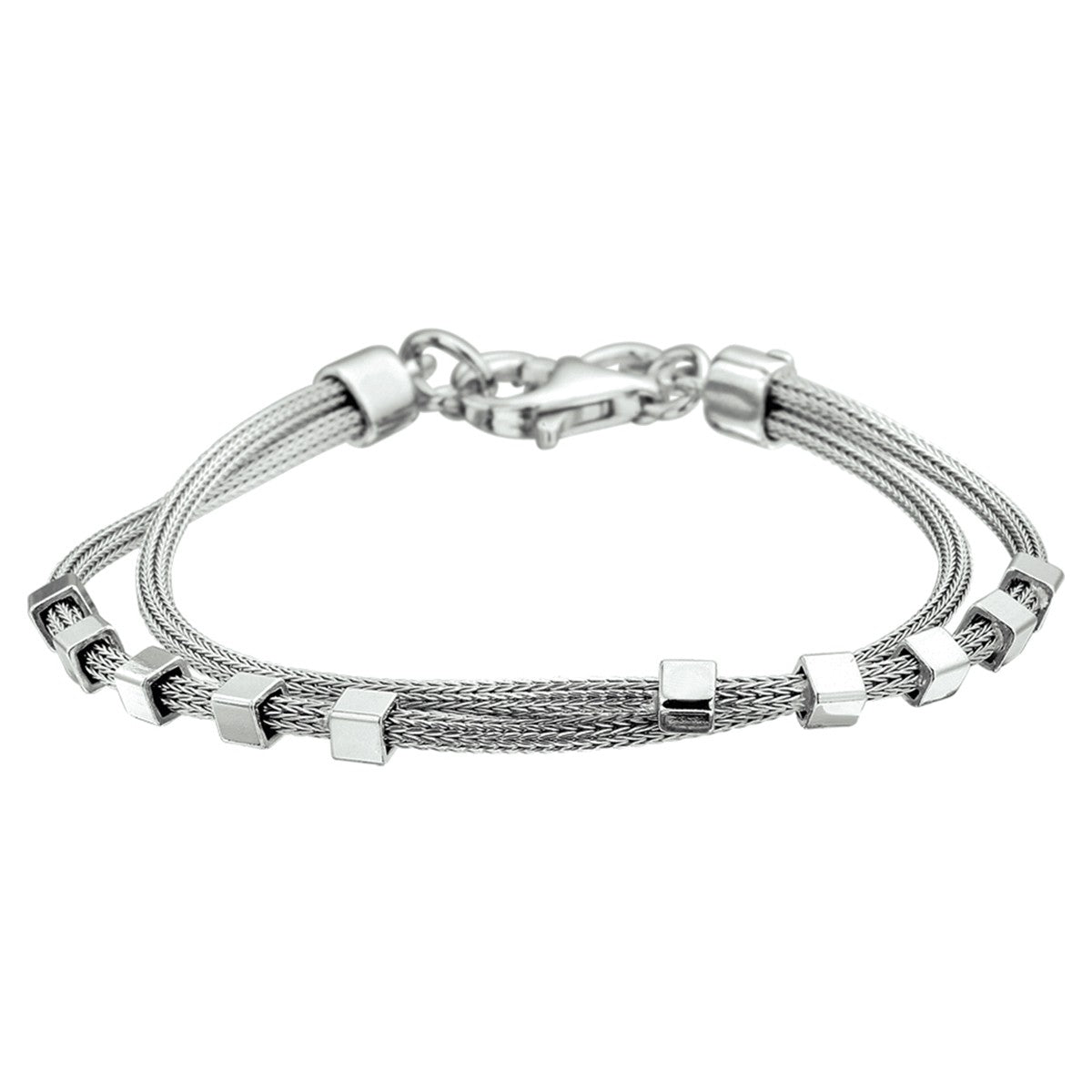 Fantasy Collection Armband blokjes 18 + 2,5 cm zilver