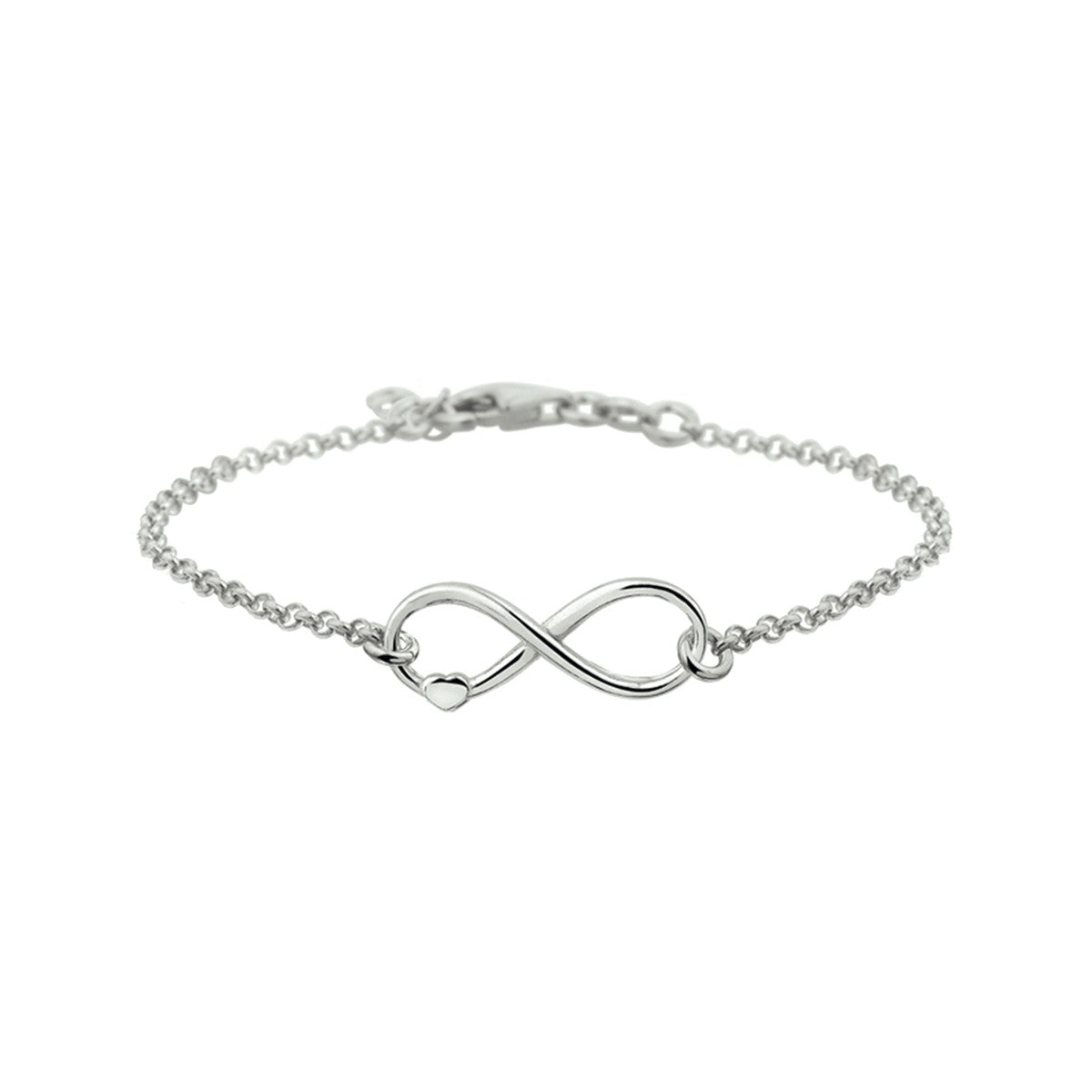 Fantasy Collection Armband infinity en hart 17 + 2 cm zilver