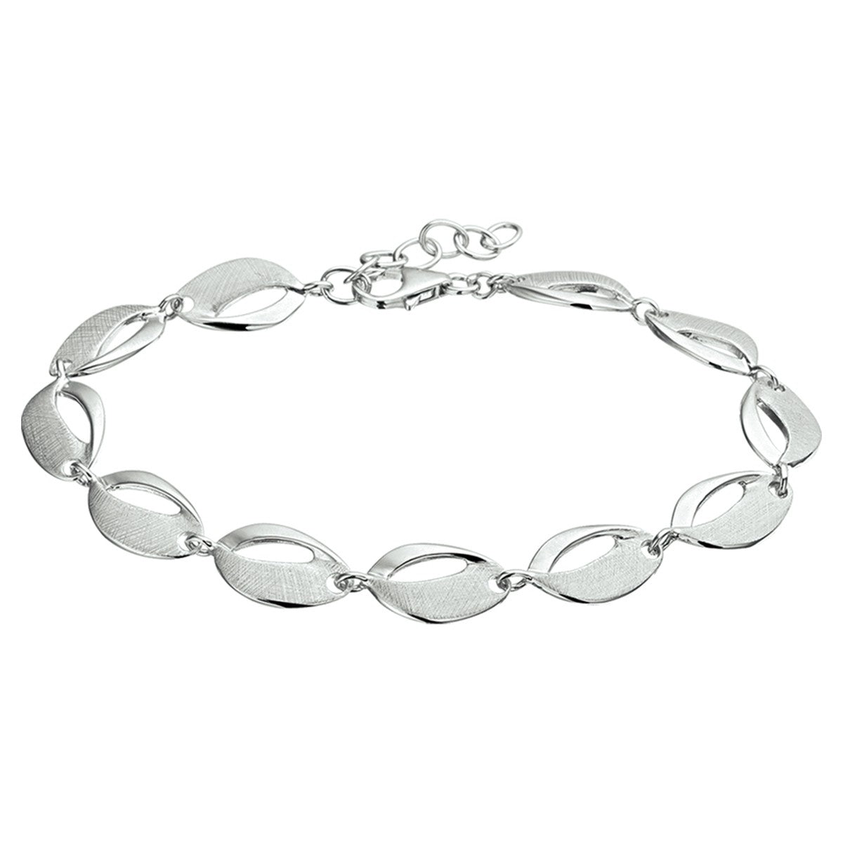Fantasy Collection Armband gescratcht poli/mat 8,3 mm 18 + 2,5 cm zilver