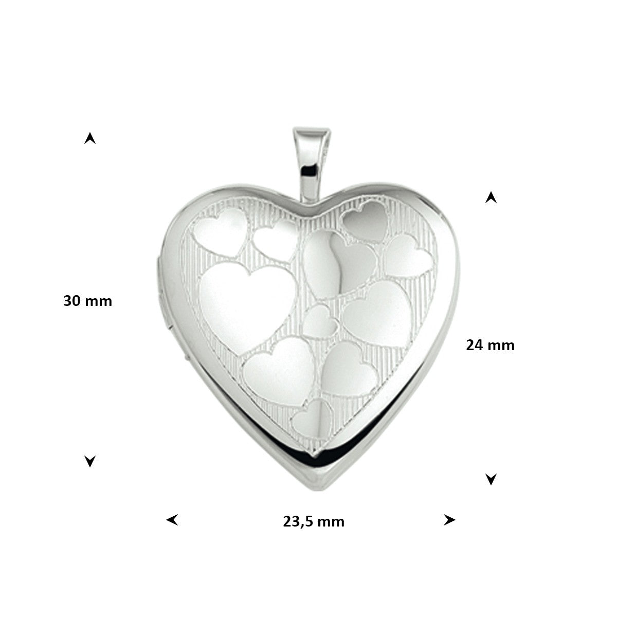 Medaillon hart gravure 24 mm zilver