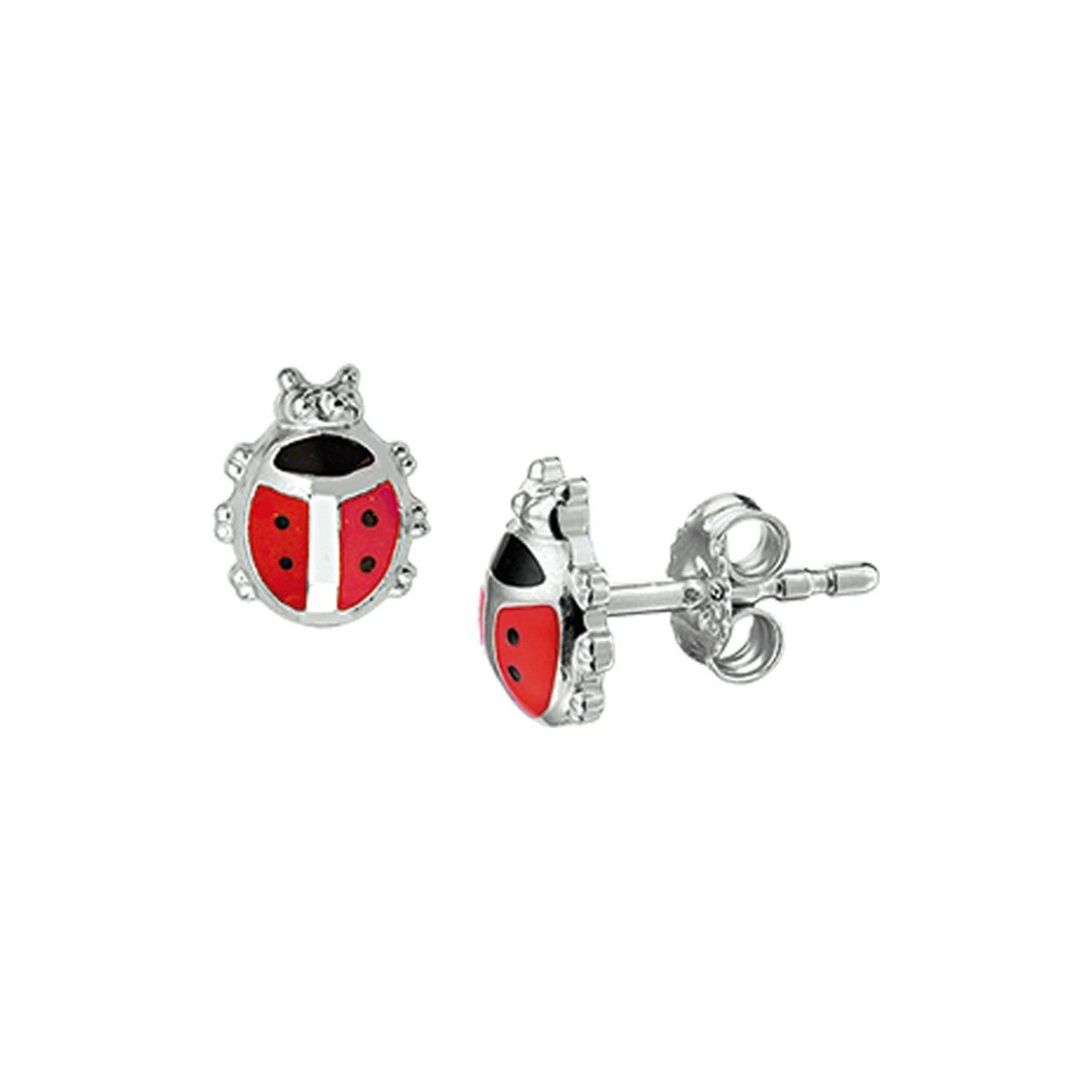 Fantasy Collection Oorbellen lieveheersbeestje 8 mm zilver