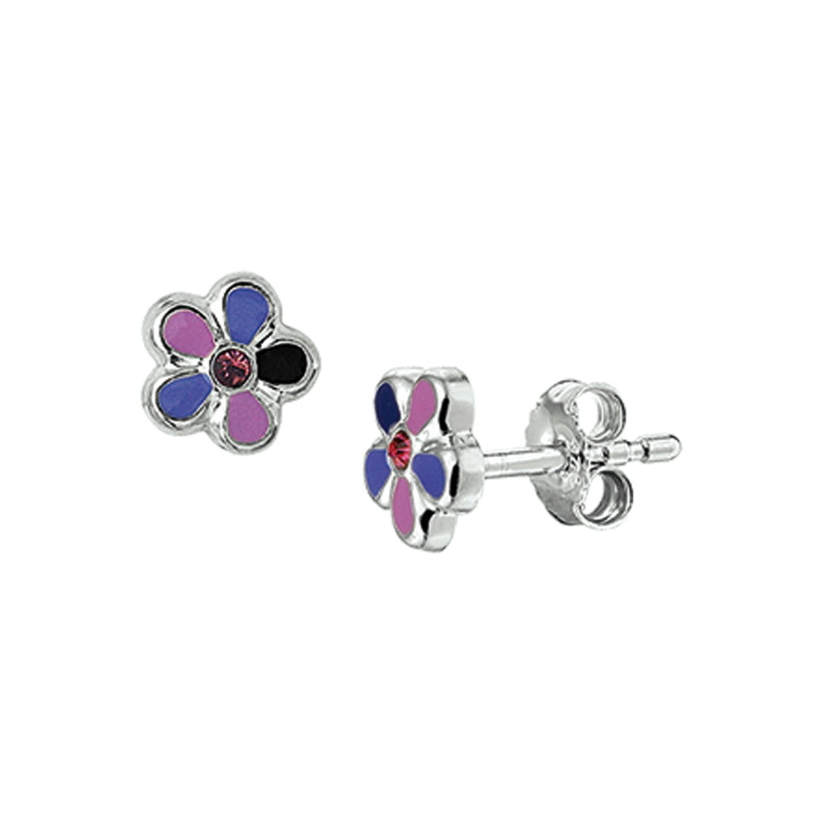 Fantasy Collection Oorbellen bloem 6,5 mm zilver