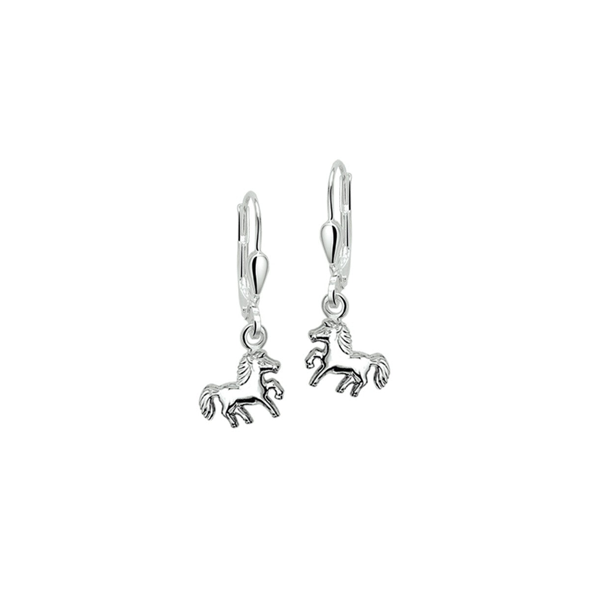 Fantasy Collection Hangende oorbellen paard brisure haak 24 mm zilver