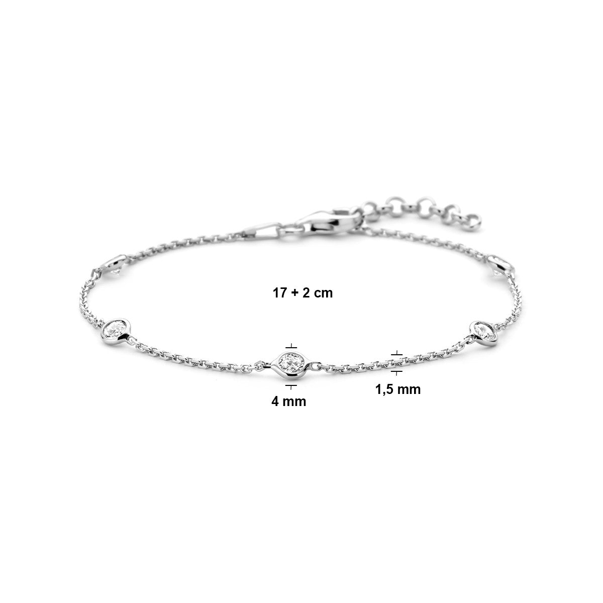 Fantasy Collection Armband zirkonia 17 + 2 cm zilver