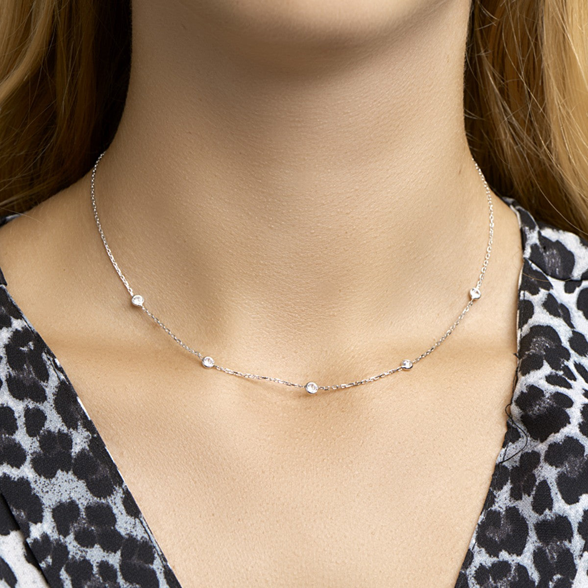 Fantasy Collection Collier zirkonia 40 + 4 cm zilver