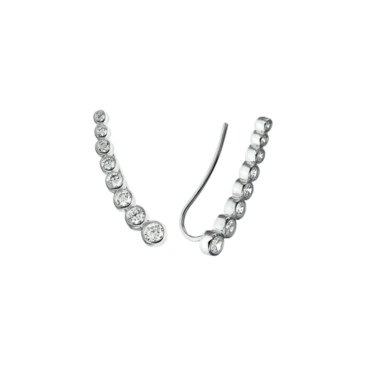 Fantasy Collection Oorschuiven zirkonia zilver oorbellen