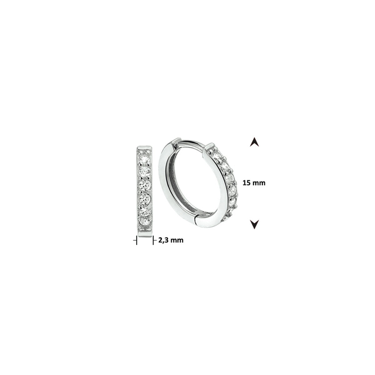 Fantasy Collection Oorbellen zirkonia 15 mm zilver