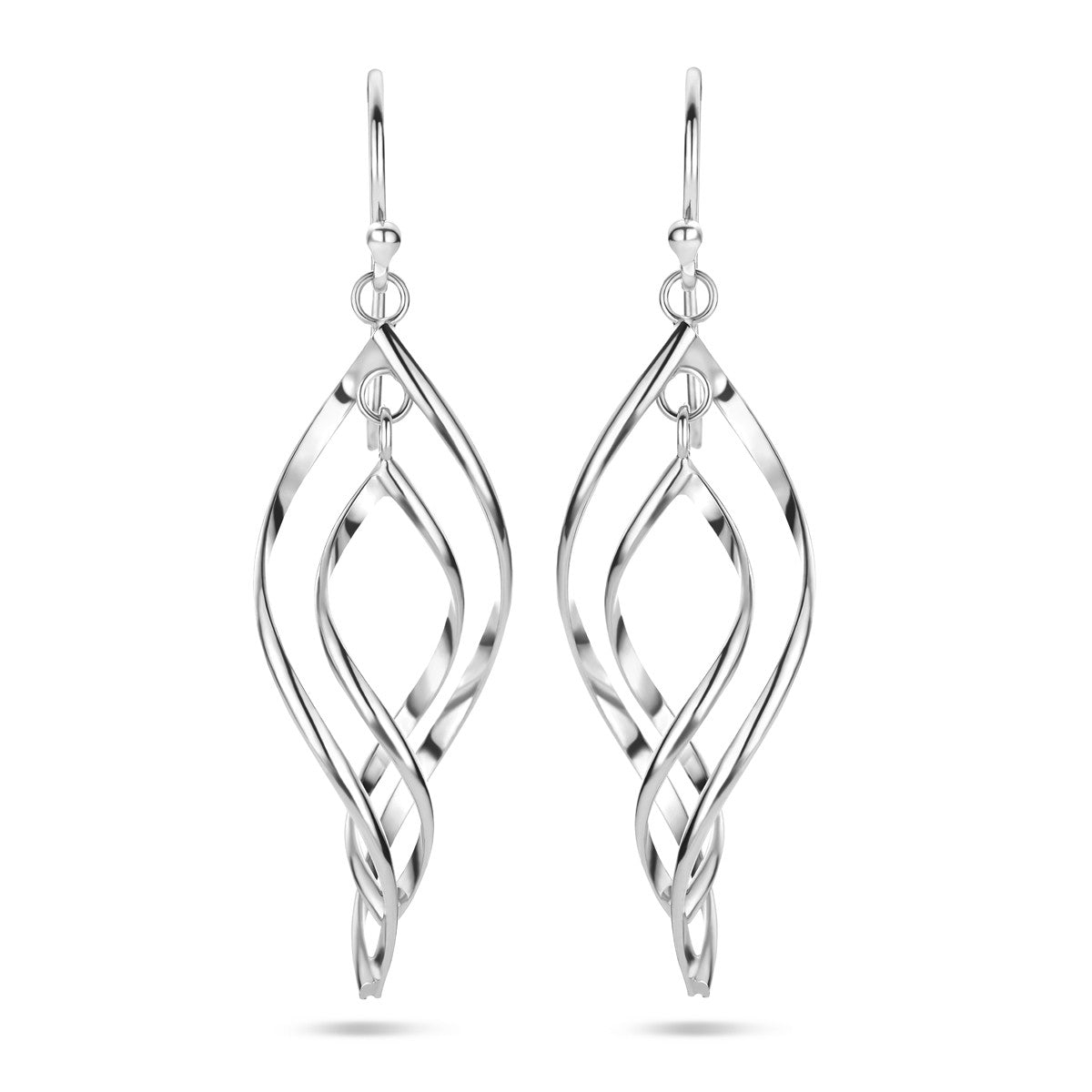 Fantasy Collection Hangende oorbellen franse haak 50 mm zilver