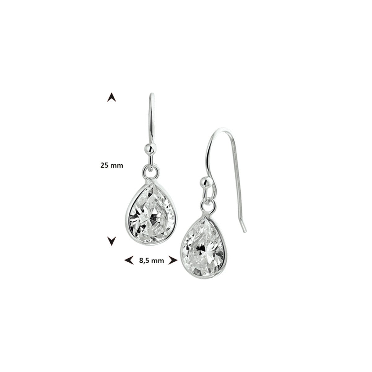 Fantasy Collection Hangende oorbellen zirkonia franse haak zilver