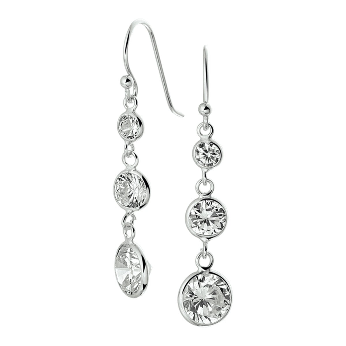 Fantasy Collection Hangende oorbellen zirkonia franse haak zilver