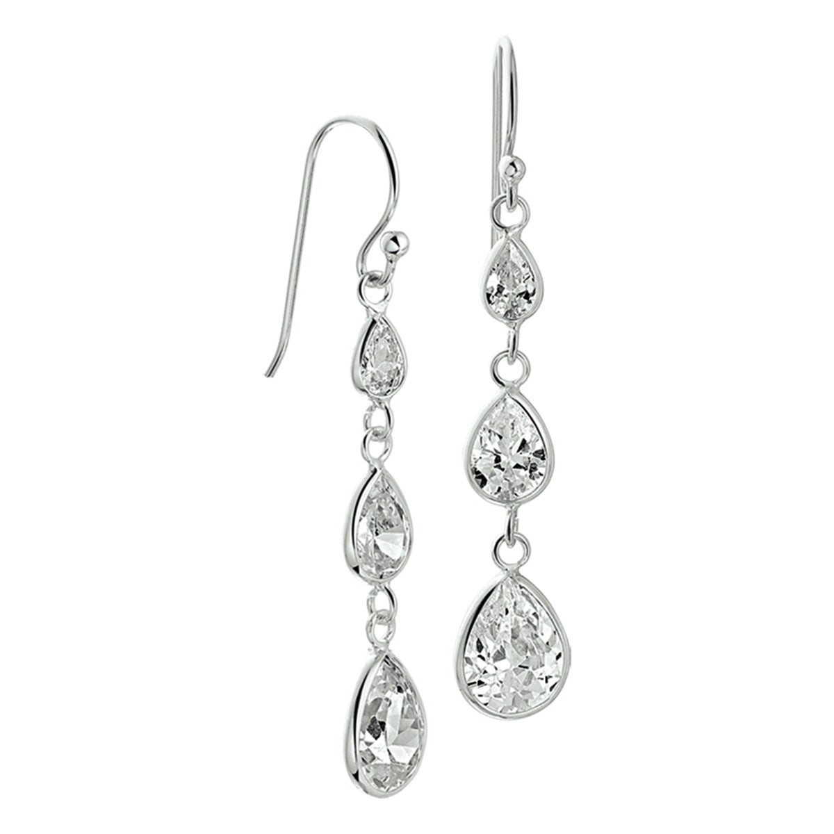 Fantasy Collection Hangende oorbellen zirkonia franse haak zilver