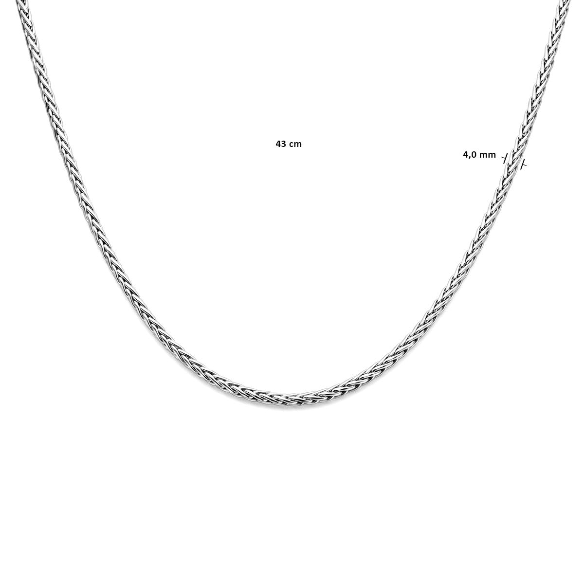 Collier vossestaart 4,0 mm 43 cm zilver