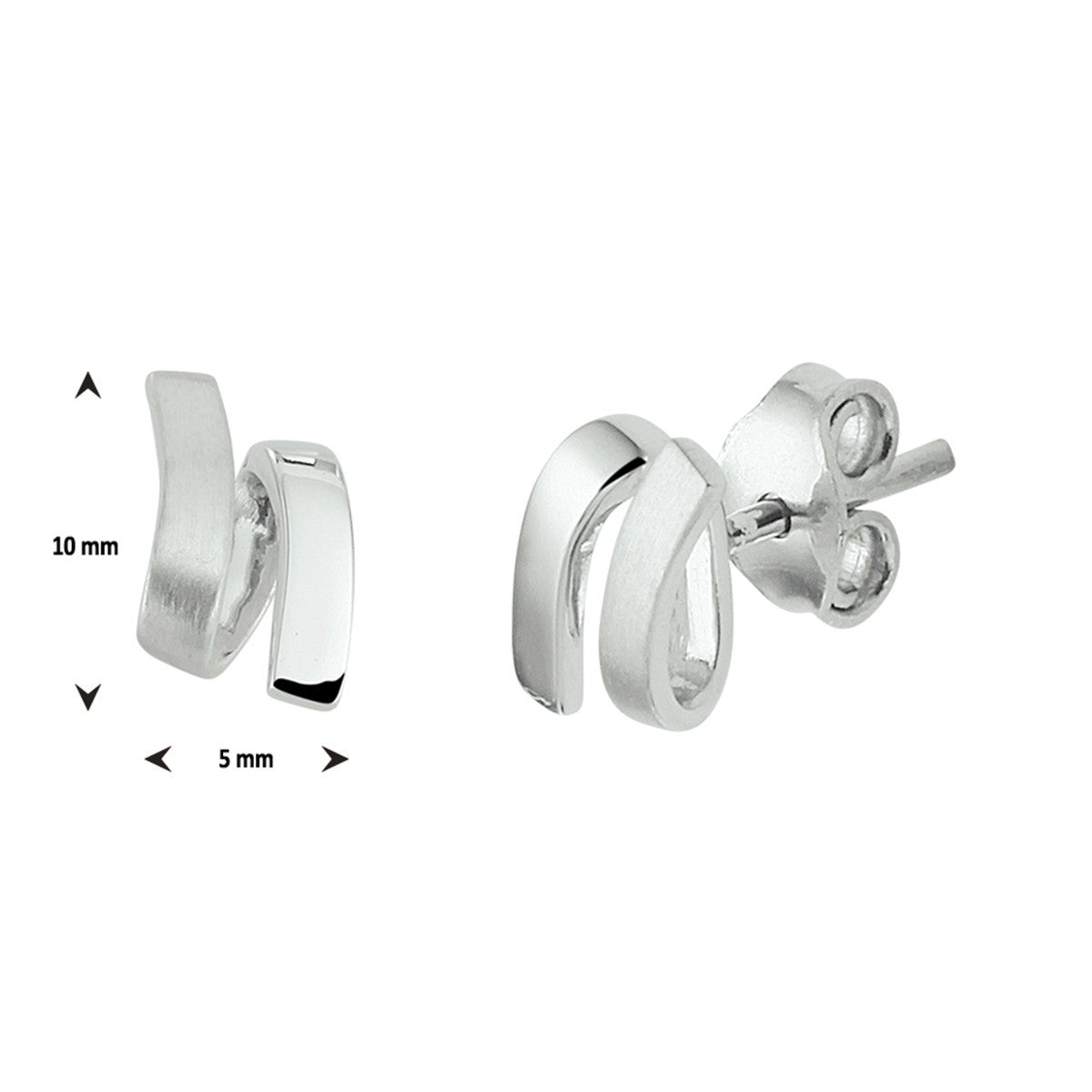 Fantasy Collection Oorbellen poli/mat 10 mm zilver