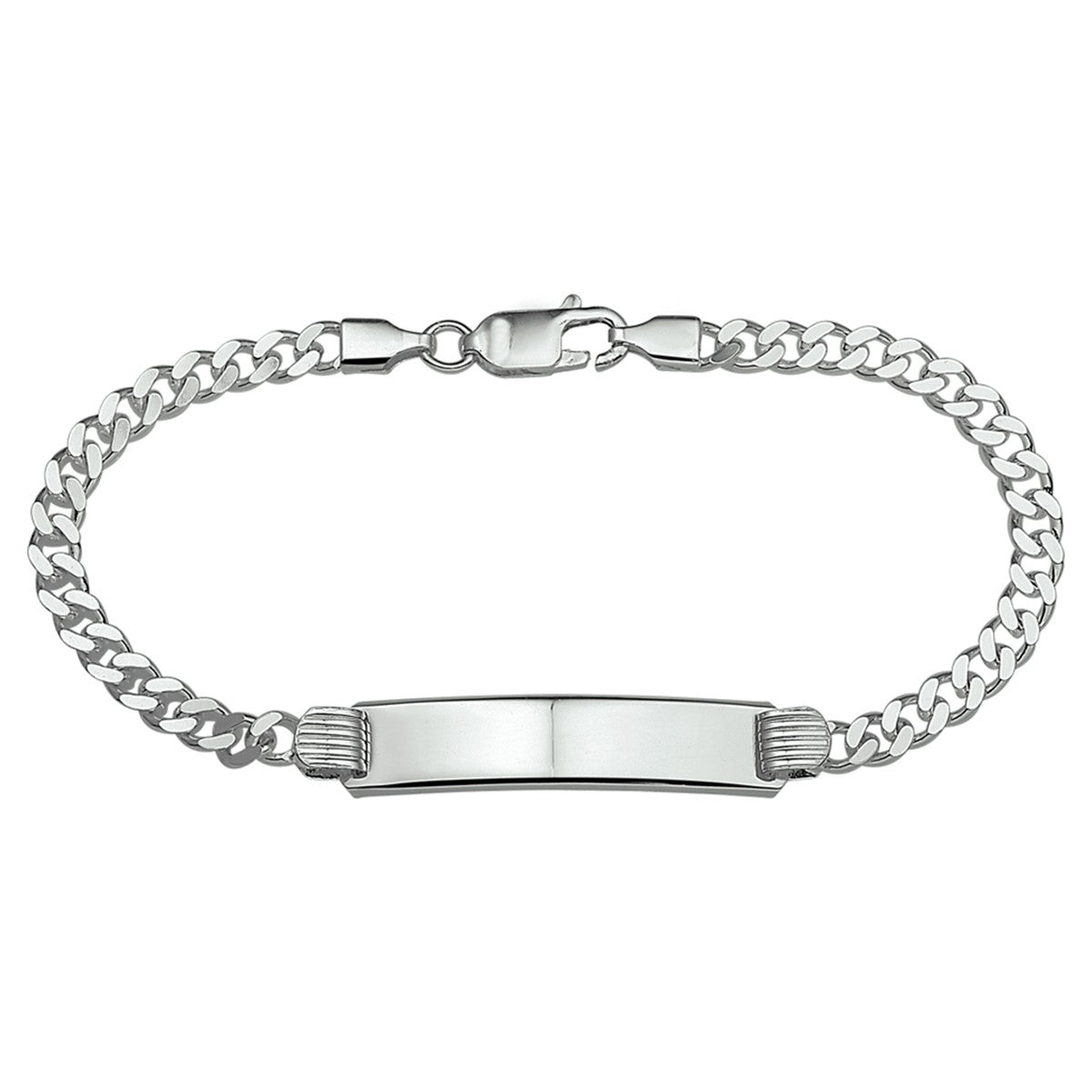 Fantasy Collection Graveerarmband gourmette 4 zijdes geslepen plaat 8 mm 20 cm zilver