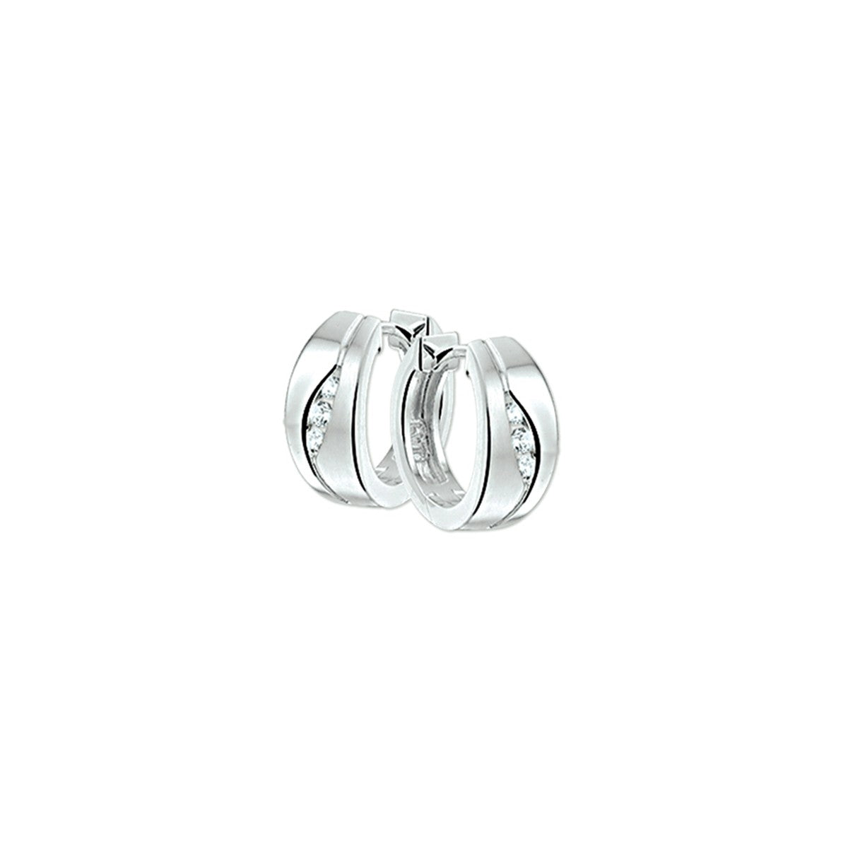 Fantasy Collection Oorbellen zirkonia poli/mat 14,5 mm zilver