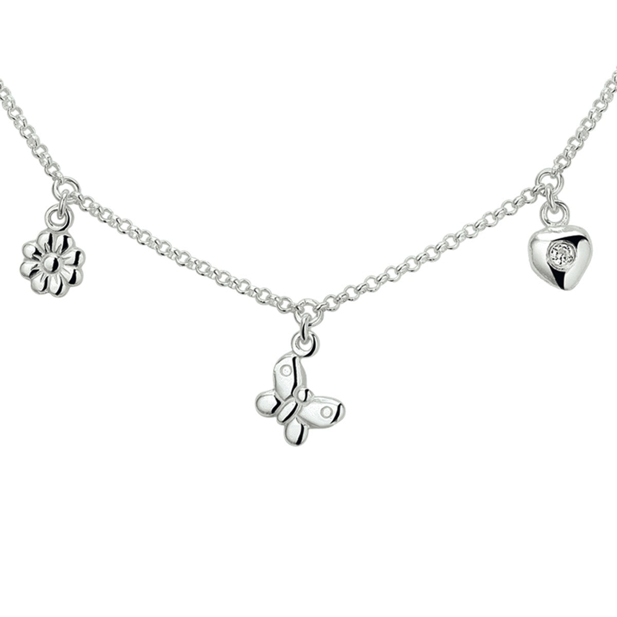 Zilver Gerhodineerd Collier diverse bedels 35 + 3 cm - 1322854 - PansiteNederland.nl