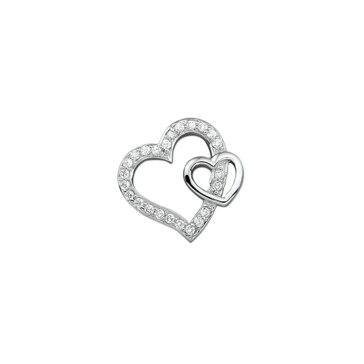 Fantasy Collection Hanger hartjes zirkonia 18 mm zilver