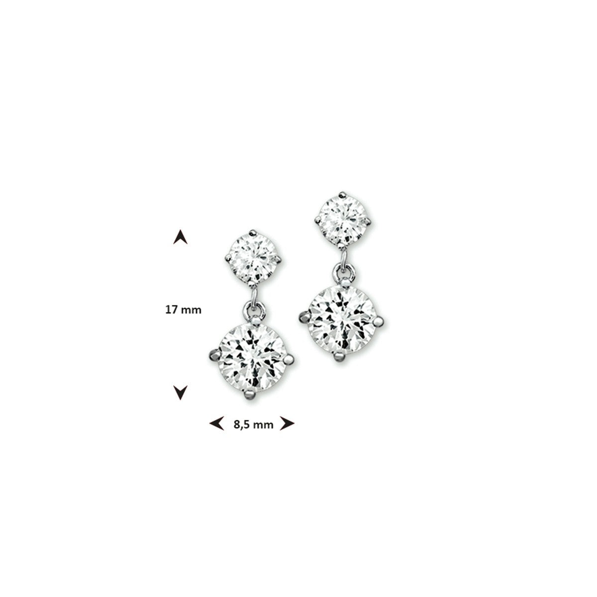 Fantasy Collection Hangende oorbellen zirkonia 17 mm zilver