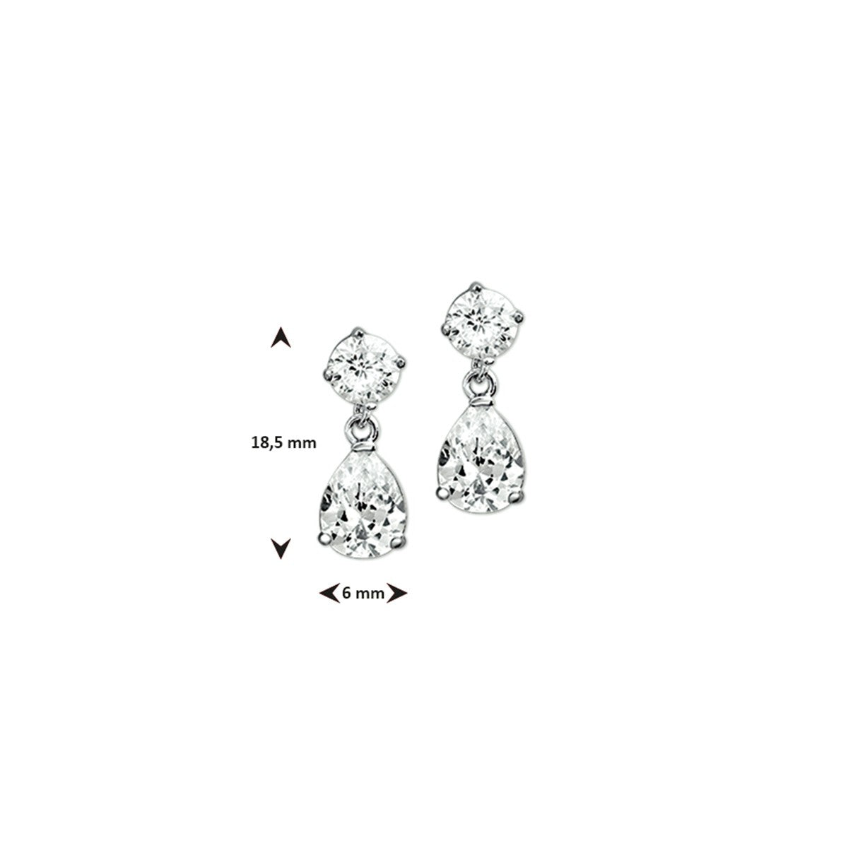 Fantasy Collection Hangende oorbellen zirkonia 18,5 mm zilver