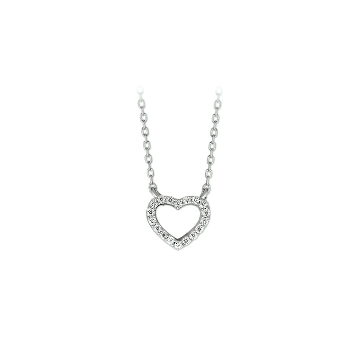 Fantasy Collection Collier hart zirkonia 1,0 mm 40 + 4 cm zilver