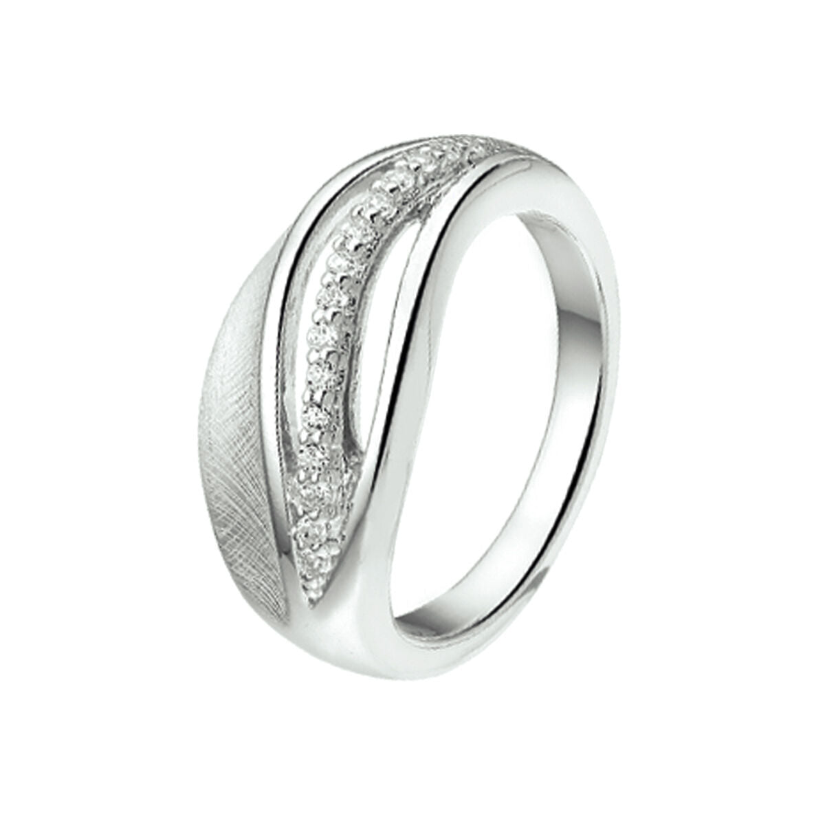Fantasy Collection Ring gescratcht poli/mat zirkonia zilver