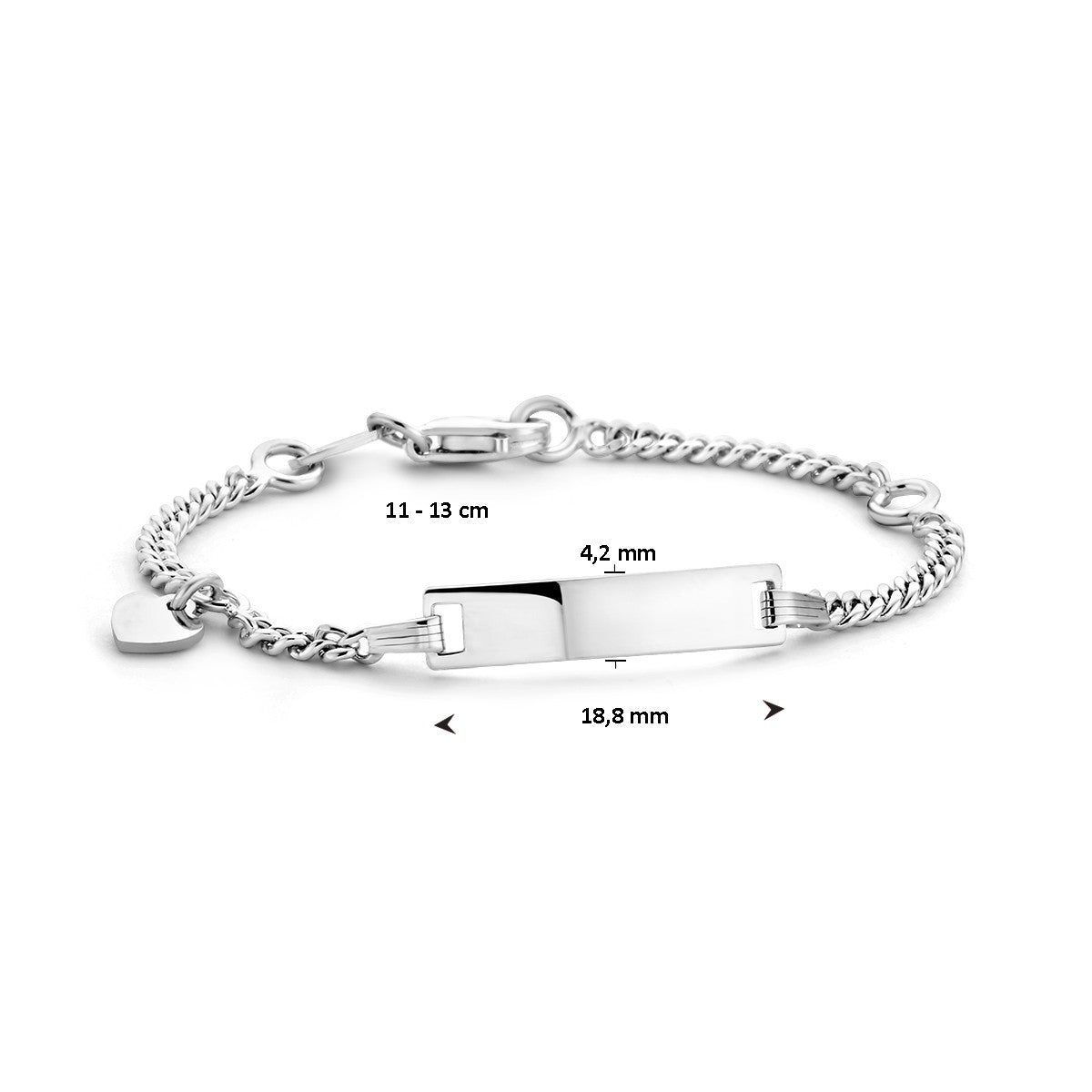 Zilver Gerhodineerd Graveerarmband hart 4,2 mm 11 - 13 cm - 1321653 - PansiteNederland.nl