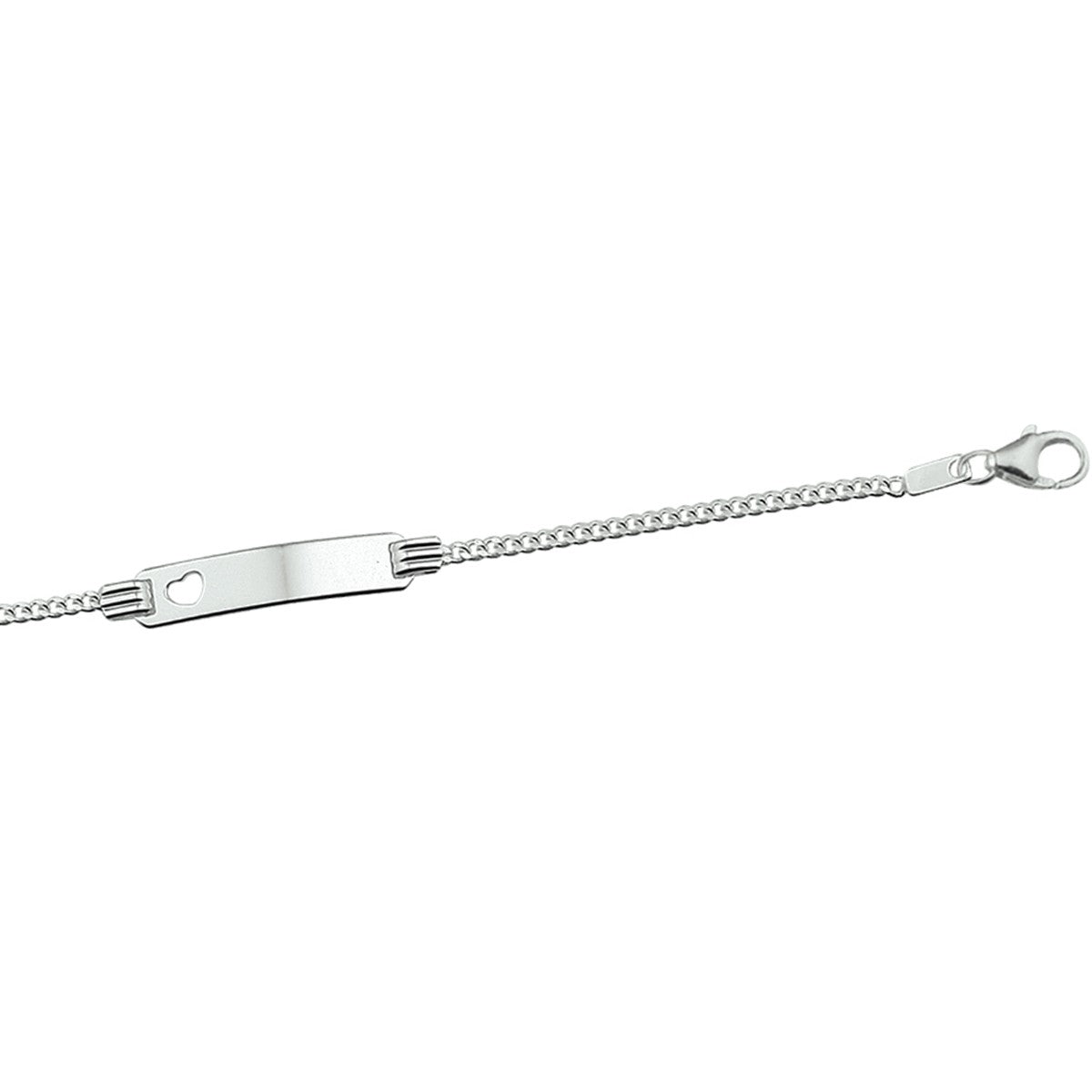 Fantasy Collection Graveerarmband hart gourmette plaat 4,8mm 13 - 15 cm zilver - PSN1321656