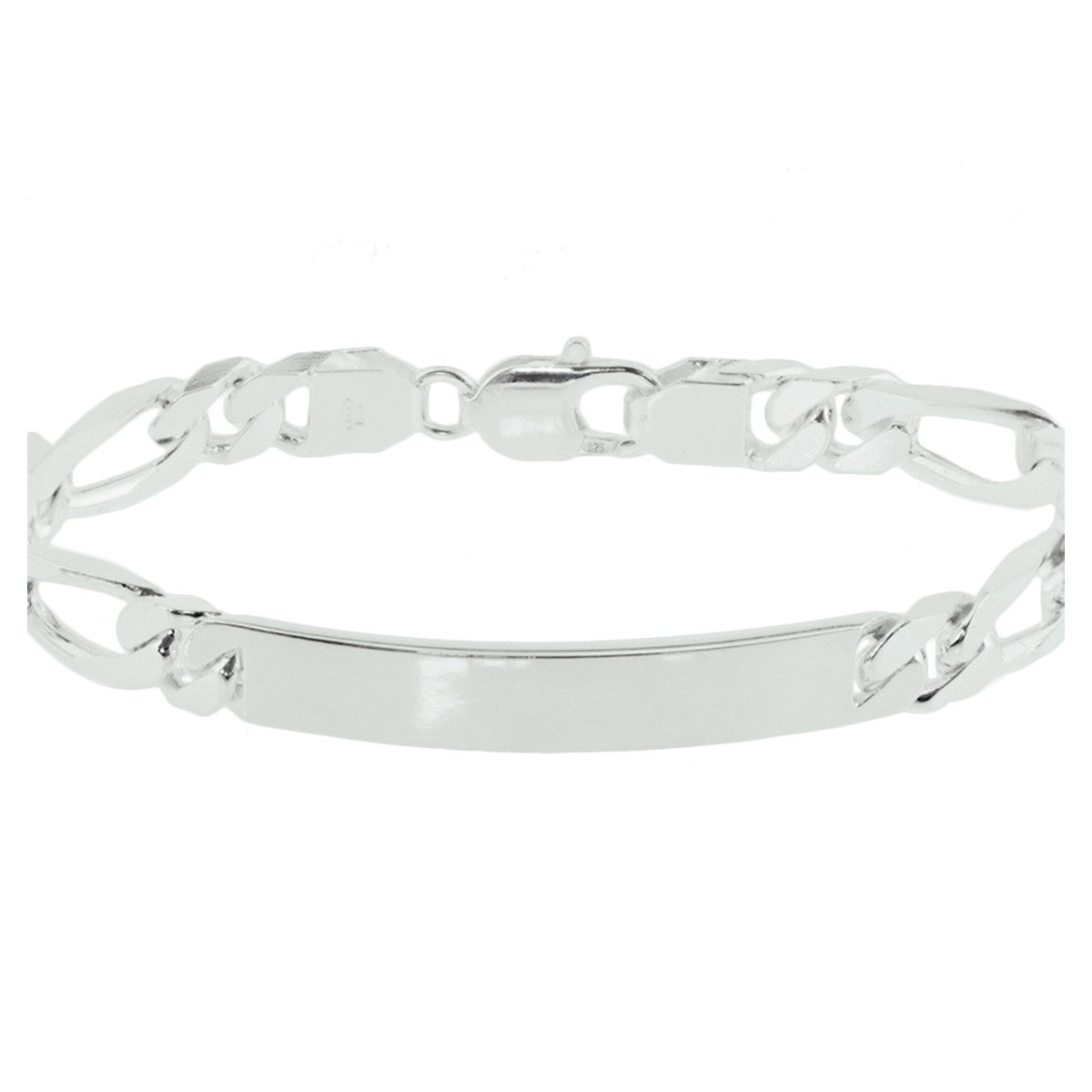 Fantasy Collection Graveerarmband figaro plaat 8 mm 20 cm zilver