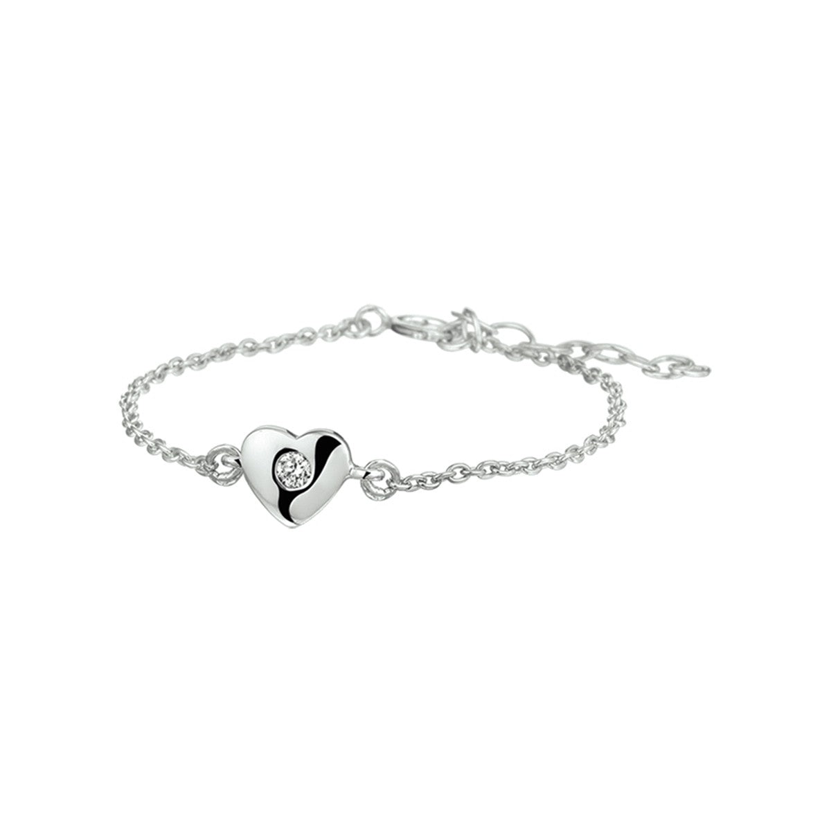 Fantasy Collection Armband hart en zirkonia 1,5 mm 13 + 3 cm zilver