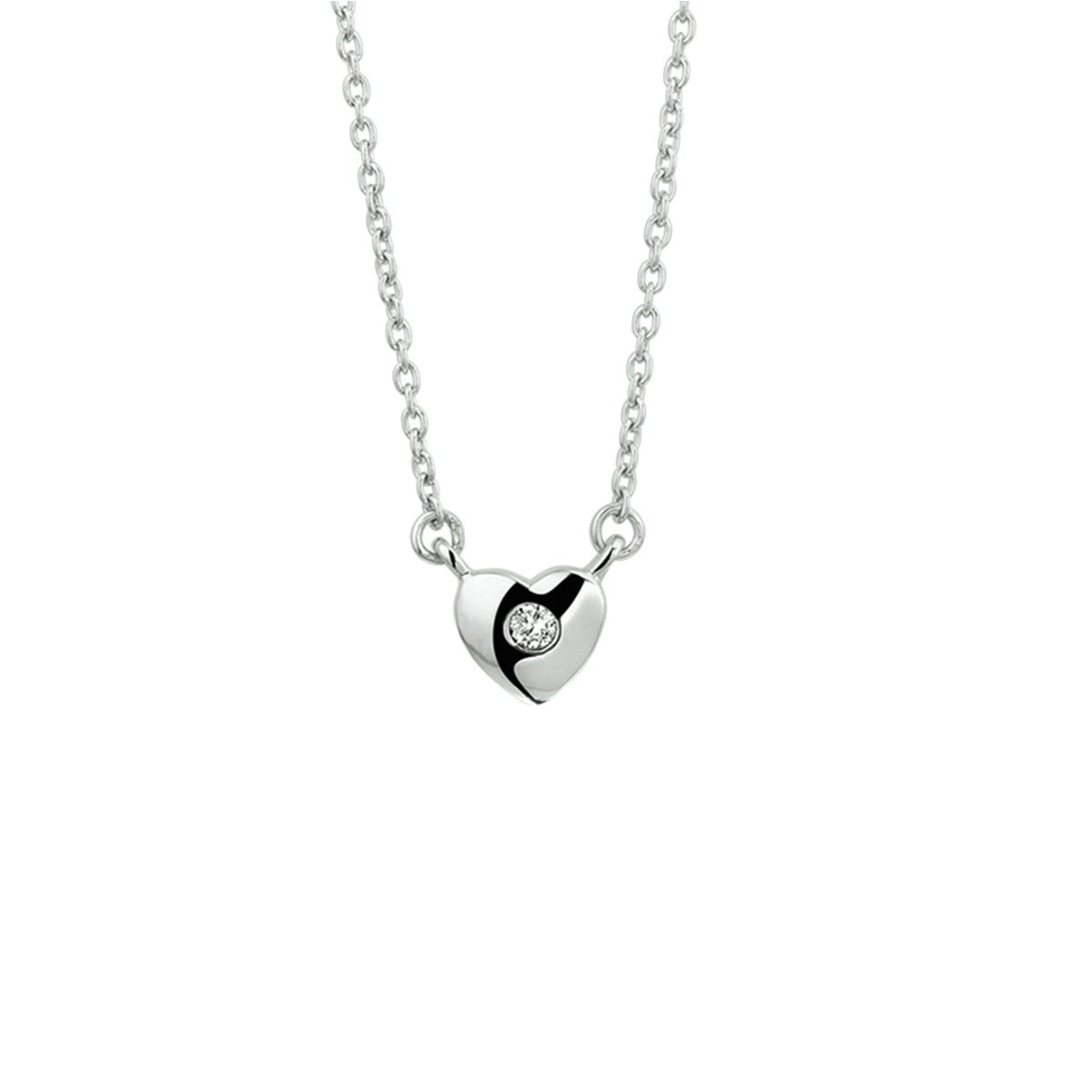 Fantasy Collection Collier hart en zirkonia 1,5 mm 36 + 4 cm zilver