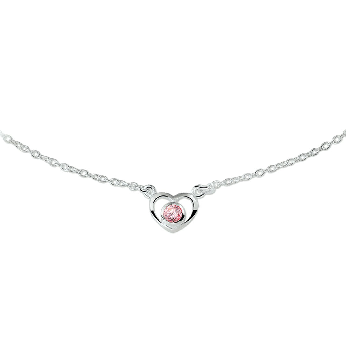 Fantasy Collection Collier hart en zirkonia 36 - 38 cm zilver
