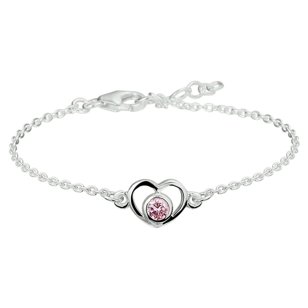 Fantasy Collection Armband hart en zirkonia 13 - 15 cm zilver