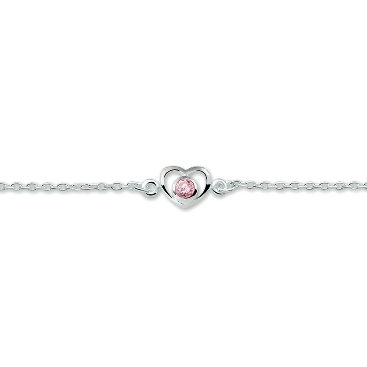 Fantasy Collection Armband hart en zirkonia 13 - 15 cm zilver
