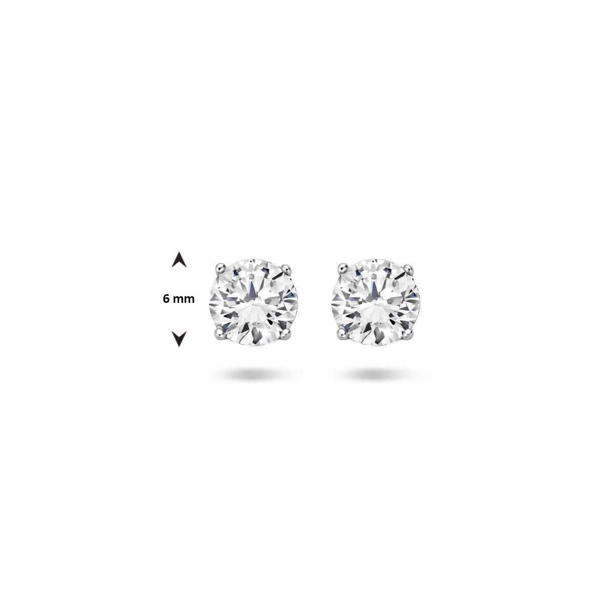 Zilveren Gerodineerde  Oorknoppen zirkonia 6mm - PSN1322963 - PansiteNederland.nl