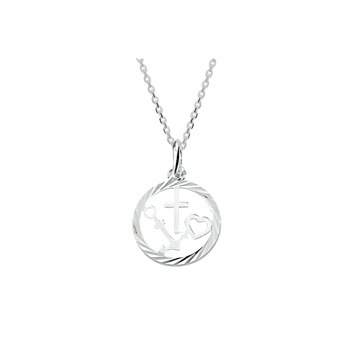 Zilver GerhodineerdCollier geloof, hoop en liefde 1,3 mm 41 + 4 cm - PSN1323194 - PansiteNederland.nl