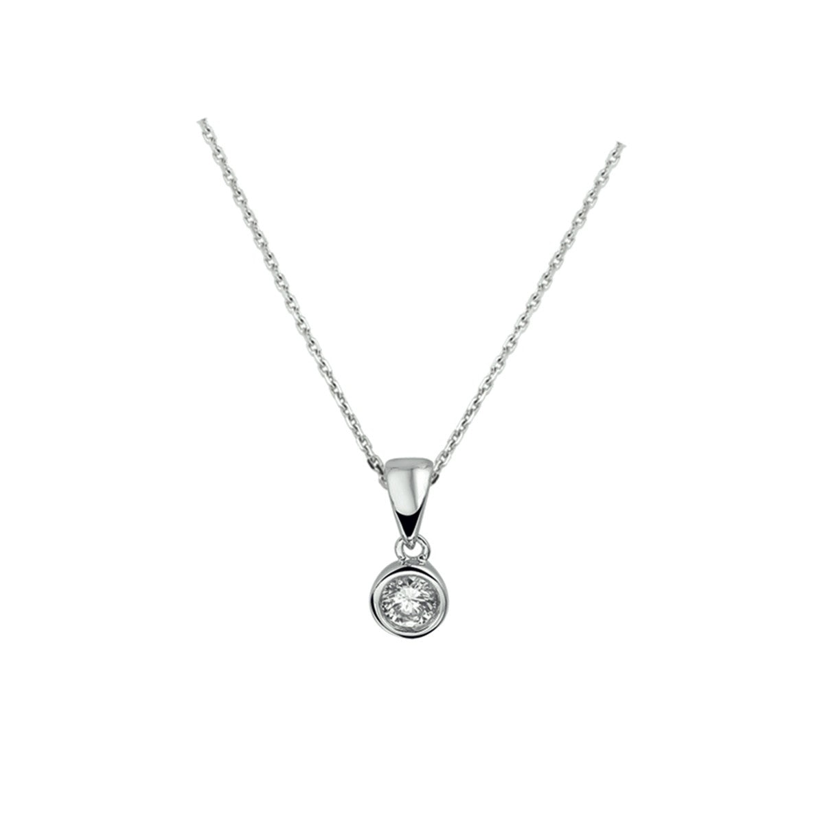 Zilver Gerhodineerd Collier zirkonia 41 + 4 cm - 1323204 - PansiteNederland.nl
